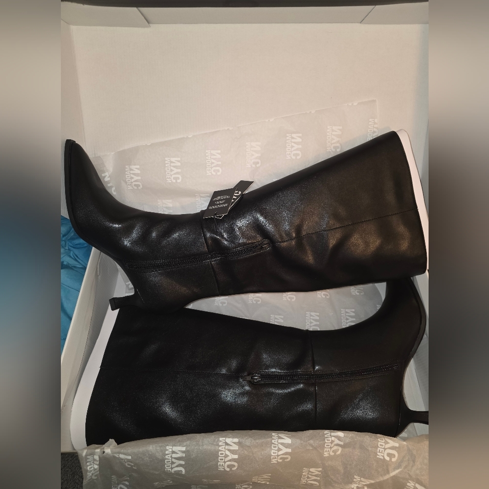 Women’s Black Faux Leather Dress with Side Zip Size 10